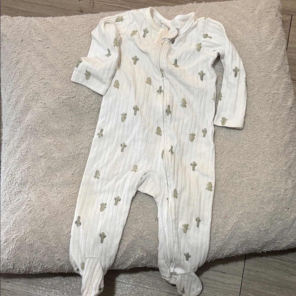 Carter's White and Green Cactus Footie